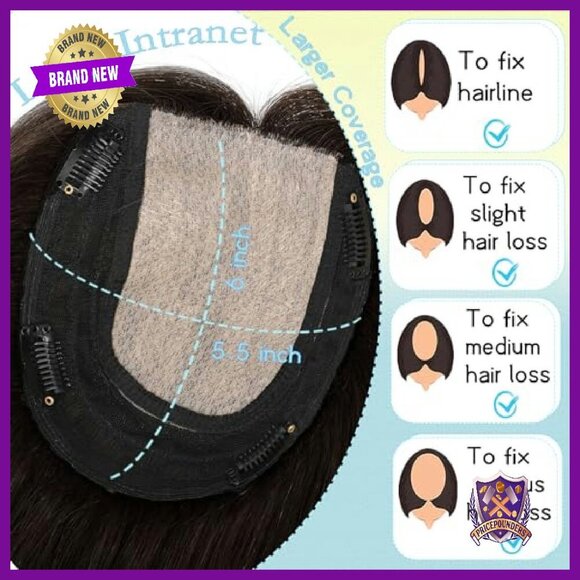 Real Human Hair Topper 12 Inch Side Bangs Thinning Hair Solution main image 7